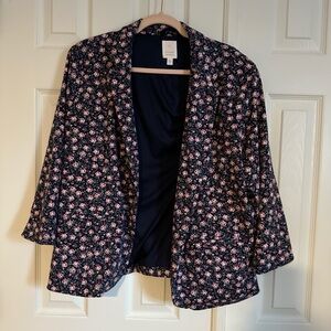 LC Navy Floral Open-Front Blazer - Pink Floral Print